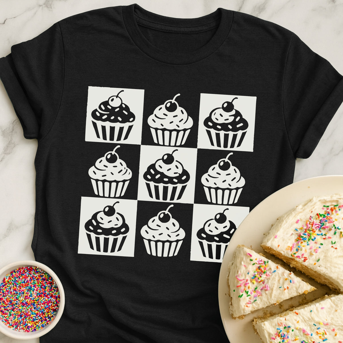 Checkered Cupcake T-Shirt