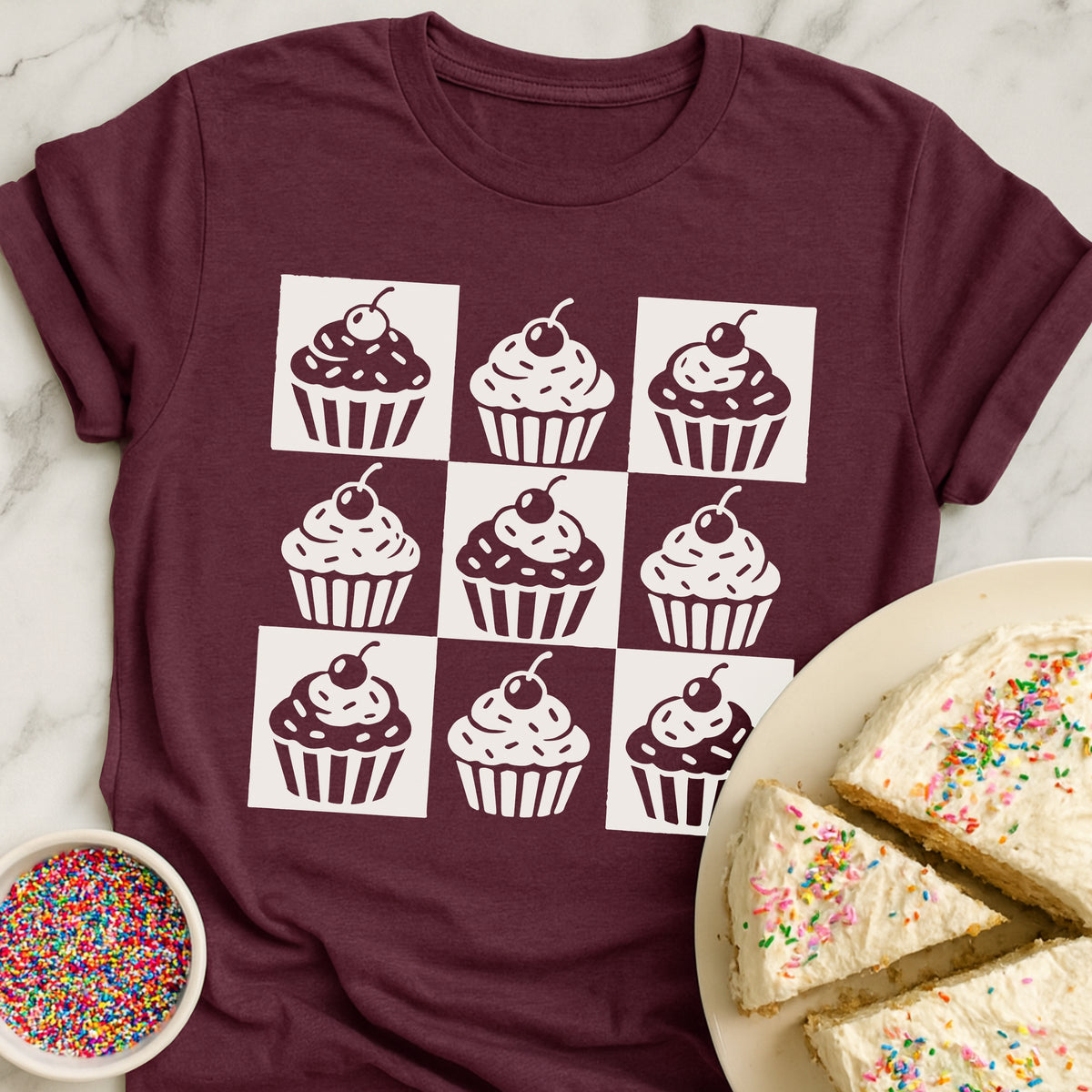 Checkered Cupcake T-Shirt