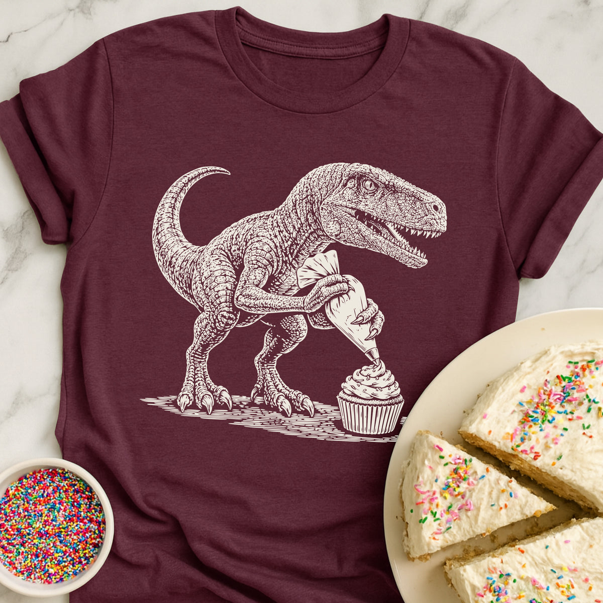 Velociraptor Icing Cupcake T-Shirt