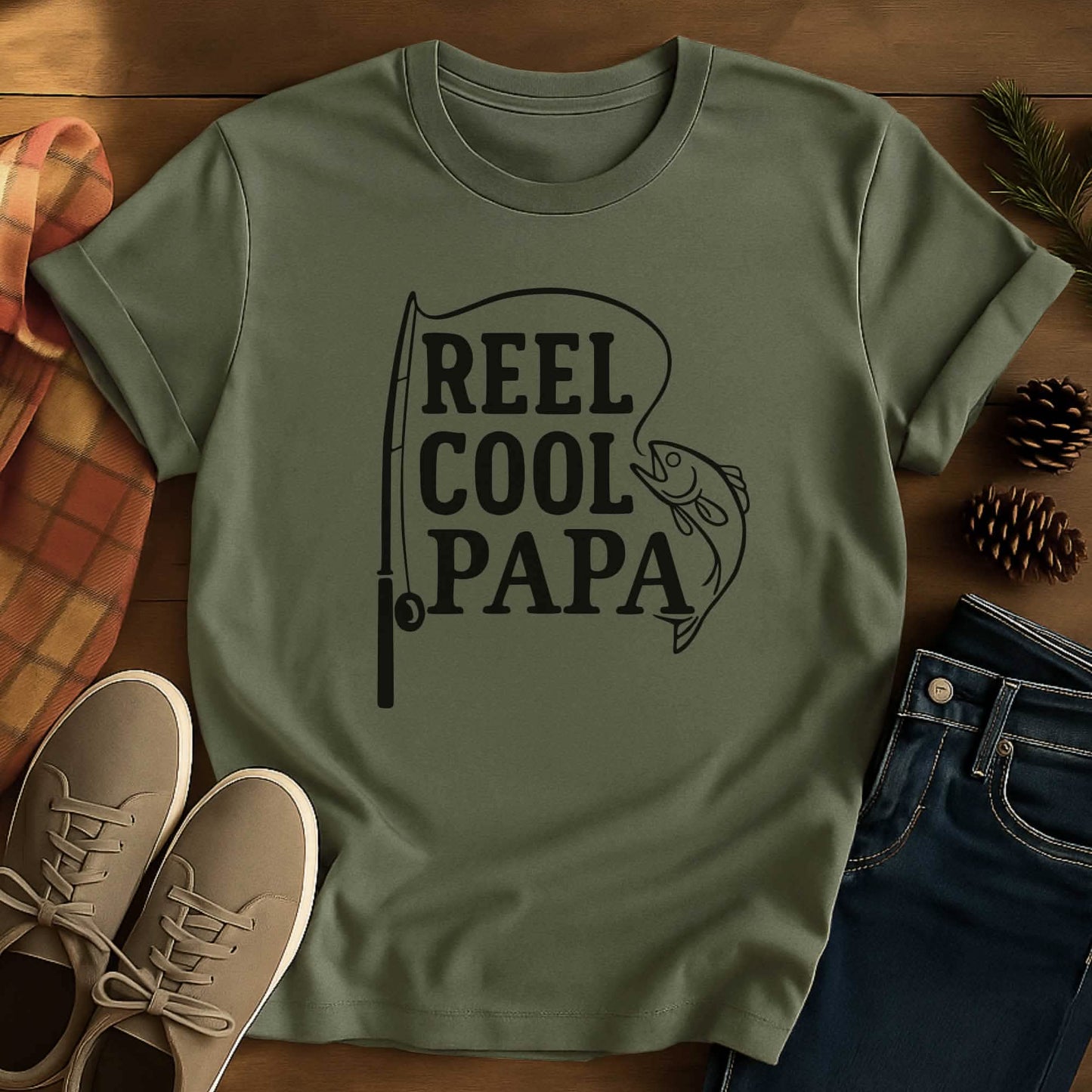 Papa Reel Grandpa T-Shirt