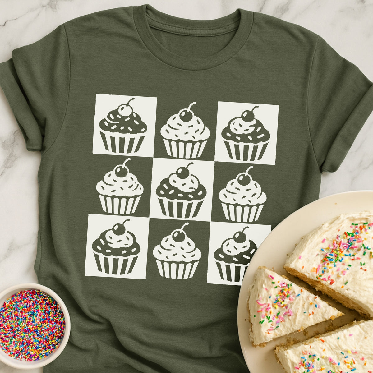 Checkered Cupcake T-Shirt