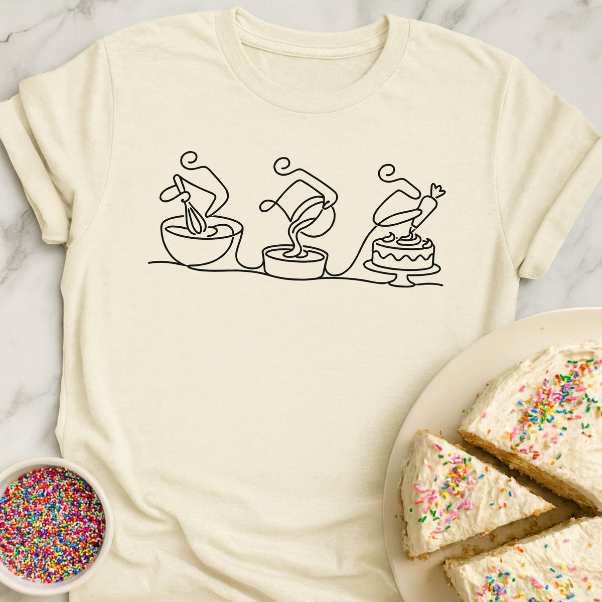 Cake Making Line Art T-Shirt
