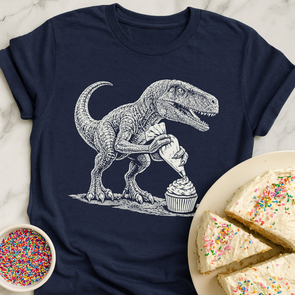 Velociraptor Icing Cupcake T-Shirt