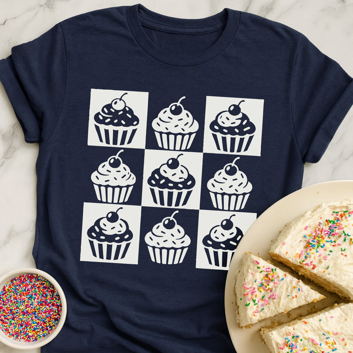 Checkered Cupcake T-Shirt