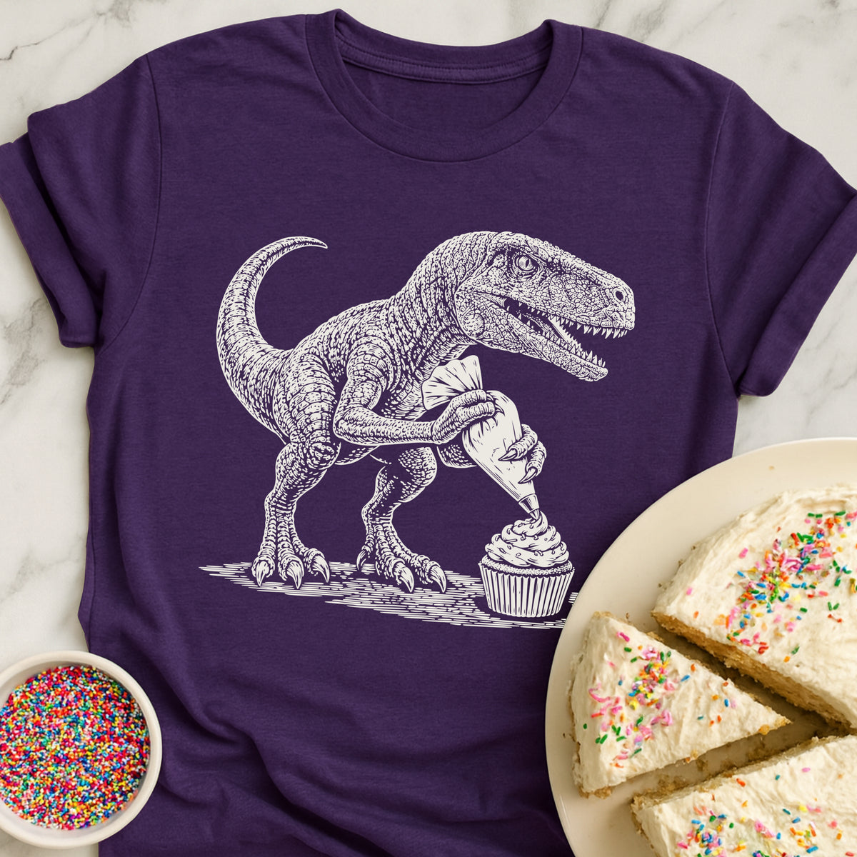 Velociraptor Icing Cupcake T-Shirt